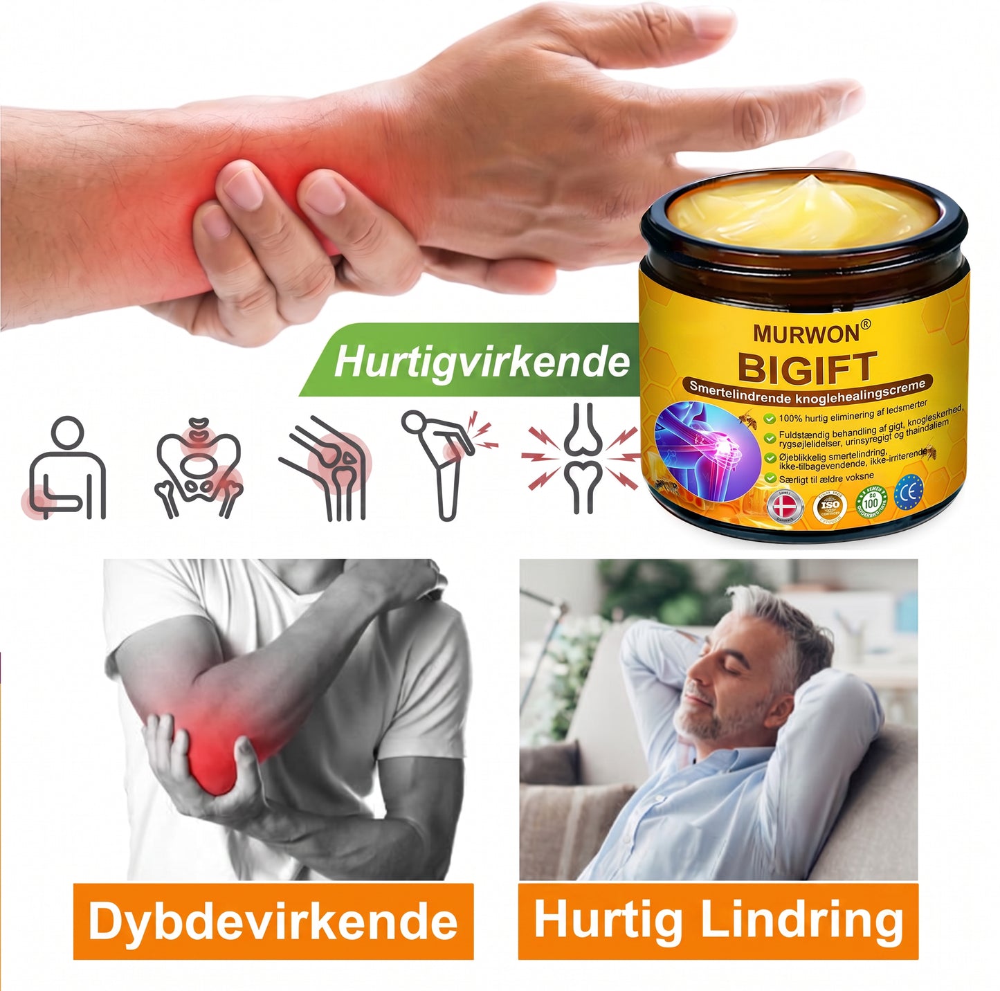 Spar 30%🎁🎁 |𝐌𝐔𝐑𝐖𝐎𝐍® Bi-Gift Smertelindrende & Knoglehelende Creme ✨✨✨ – Specielt udviklet til ældre